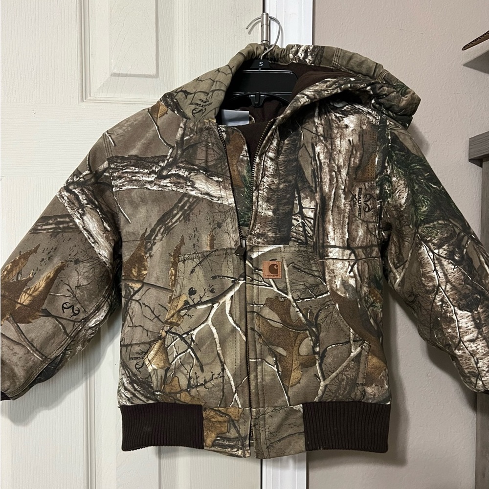 New without tags Boys Camouflage Carhartt Jacket with hoodie.